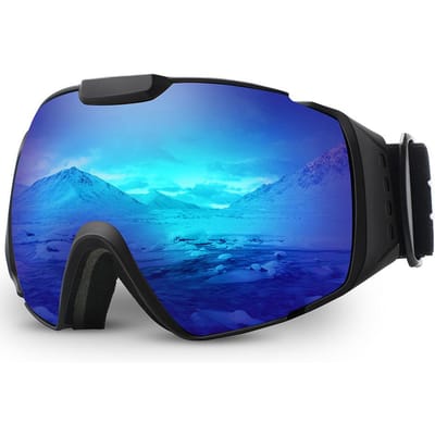 MAXJULI Ski Goggles OTG Anti-Fog Snowboard Goggles met Dubbellaags Sferische Lens voor Mannen Vrouwen Wintersport M4 blue