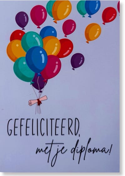 Gefeliciteerd met je Diploma - Geslaagd Wenskaart - 12 x 17 cm - gevouwen kaart Inclusief envelop