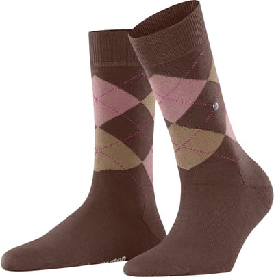 Burlington Marylebone gedessineerd wol sokken dames bruin - maat 36-41