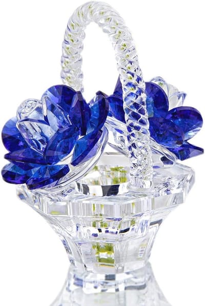 Kristallen Rozenvaasje en Bloemfigurine voor Huisdecoratie