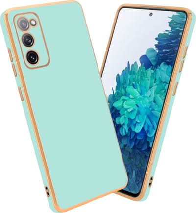 Cadorabo Hoesje geschikt voor Samsung Galaxy S20 FE in Glossy Mintgroen - Goud - Beschermhoes Case Cover van flexibel TPU-silicone en met camerabescherming