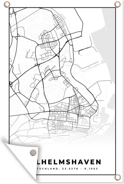 Muurdecoratie Wilhemshaven - Plattegrond - Kaart - Stadskaart - 120x180 cm - Tuinposter - Tuindoek