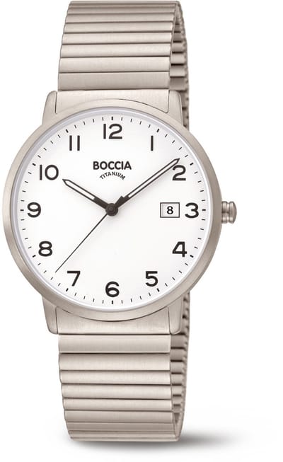Boccia Titanium 3660-01 Heren Horloge - Mineraalglas - Zilverkleurig - 39 mm breed - Quartz - Vouw/Vlindersluiting - 5 ATM (douchen)