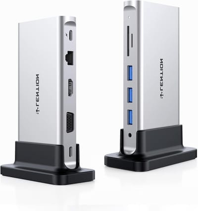 USB C Vertical Docking Station met 100W Voeding, 4K HDMI, VGA, Ethernet en USB 3.0 voor MacBook en Surface