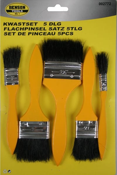 Benson Verfkwast set plat - 5 maten - blisterverpakking - ideaal voor 2 componenten producten