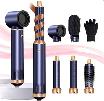 Haarstyler 5-in-1 - Luchtstyler Krulborstel - Dagelijks Haar Stijlen - Automatische Luchtstroom Krulsysteem - 1000 W - Blauw