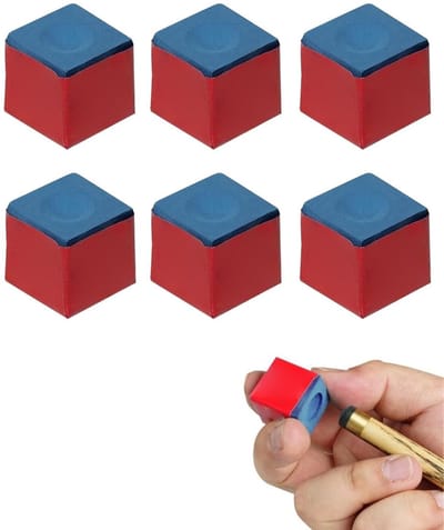 Dailygoods- Biljartkrijt 6 Stuks - Blauw - Biljartkrijthouder - Biljartkrijtjes - Gelijkmatige Coating - Foutvermindering - Poolkrijt