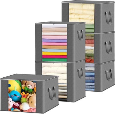 Unyqoos® Set van 6 ruime opbergtassen met venster en stevige handgrepen