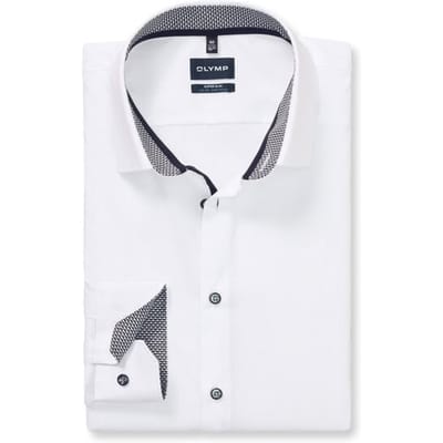 OLYMP No. 6 Six super slim fit overhemd - mouwlengte 7 - popeline - wit - Strijkvriendelijk - Boordmaat: 43