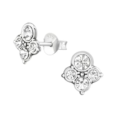 Aramat Jewels | Oorbellen | Transparante Kristal Oorbellen met 925 Zilver | | | |8mm | Zilver | Volwassenen | Verkleurd niet