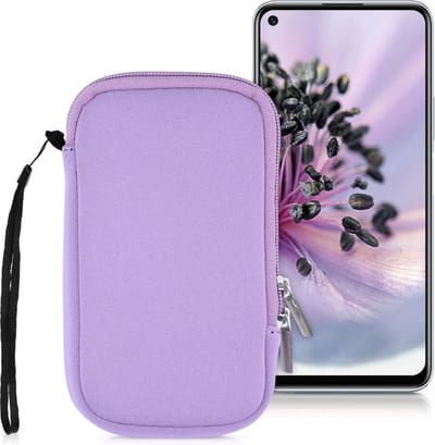 kwmobile telefoontasje universeel geschikt voor L - 6,5" smartphones - 16,5 x 8,9 cm - Hoesje met rits en polslusje -In lavendel -