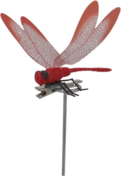 Libellen Stokken Clips - Decoratieve Insecten - Tuin Versieren - Weerbestendig Ontwerp - 16 x 12.5 cm - Rood