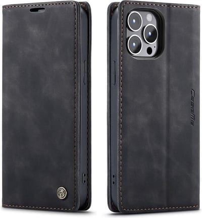 CaseMe - Telefoonhoesje geschikt voor Apple iPhone 13 Pro Max - Wallet Book Case - Magneetsluiting - Zwart