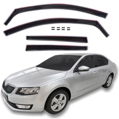 Wind deflectors - Skoda Octavia III (2013-2019) 5-deurs Liftback - Aerodynamisch - Zwart getint - Eenvoudige montage