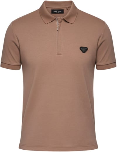 OMBRE Polo - Regular Fit - Katoen - Korte Mouw Koffie S