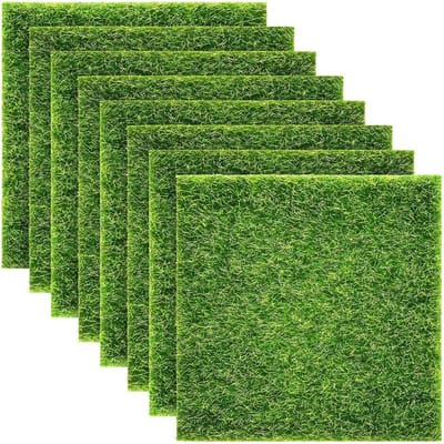 Kunstgras Panelen - Gazon Stukken - Tuin Decoratie - Realistische Look - 15x15 cm - Groen