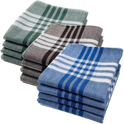 Set van 12 zakdoeken - 40 cm x 40 cm - Stevige en dikke zakdoeken - 100% katoen, gemengde kleuren