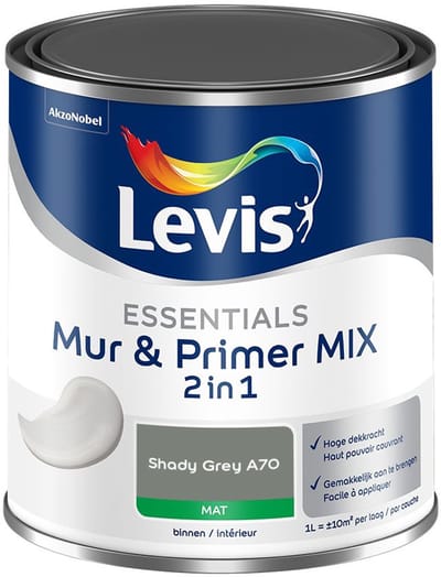 Levis - Essentials Mur & Primer Mix - Shady Grey A70 - Mengverf - 1 L