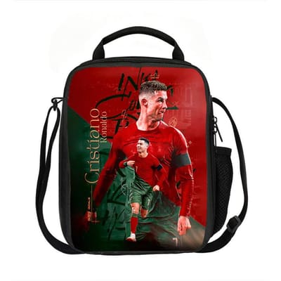 Leer, Reis Geïsoleerde Lunchtassen Ronaldo Thermische Tas Voetbalster Lunchcontainer Lekvrije Tote Lunchbox Voedselopbergzakken