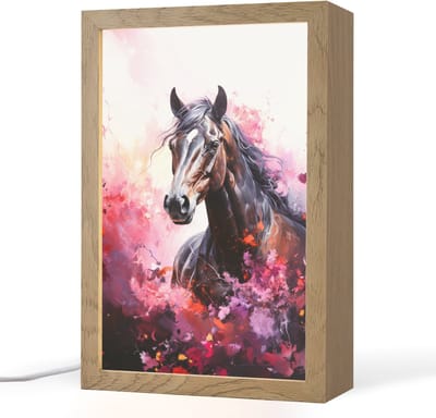 Nachtlampje 20x30 cm - Kinder lampje - Paard - Dieren - Meisje - Roze - Tafellamp kinderkamer - Slaapkamer lamp - Bedlamp kinderen - Kinderlampje stopcontact - Wandlamp babykamer - Nachtlampjes