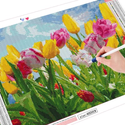 Diamond Painting Bloem Tulp Vol Vierkant Boor Diamant Borduurwerk Bloem Mozaïek Kit 20X30CM yellow
