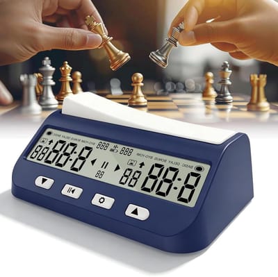 Digitale Schaakklok - Schaker Horloge Tijdklok - Spel Tijdmeting - Multifunctioneel Geheugen - 140 x 85 x 54 mm - Donkerblauw