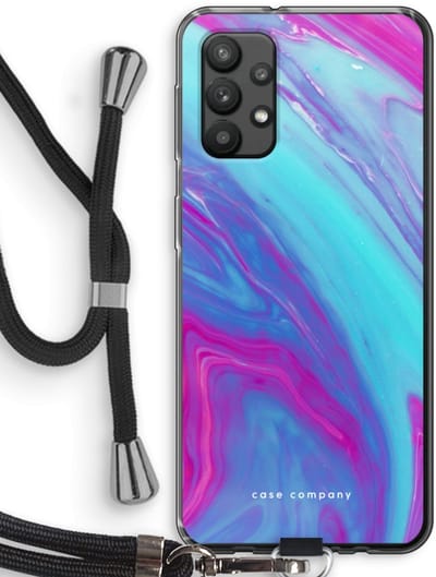 Hoesje met koord geschikt voor Samsung Galaxy A32 4G hoesje met Koord - Zweverige regenboog - Telefoonhoesje met Zwart Koord - Bescherming aan alle Kanten en Over de Schermrand