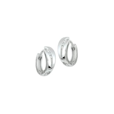 Zilver Gerhodineerde Klapoorringen zirkonia poli/mat 1322201