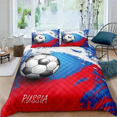 Voetbal Dekbedovertrek Set King Queen Full Size Voetbalpatroon Polyester Dekbedovertrek Voor Kinderen Tieners Voetballiefhebber Beddengoedset 70x133cm 2pcs