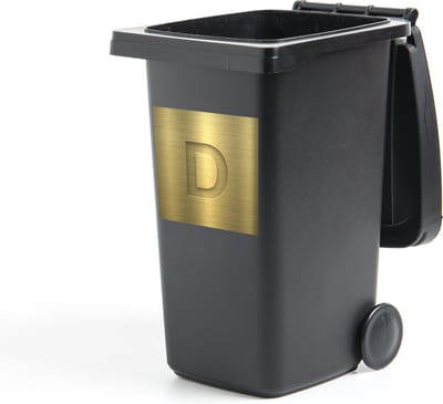 Container sticker Letter D illustratie - Een illustratie van een gouden letter D Klikosticker - 40x40 cm - kliko sticker - weerbestendige containersticker