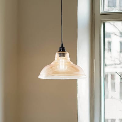 Opviq Hanglamp Dilberay 327-S 1-lamp amber/zwart glas Ø 28 cm