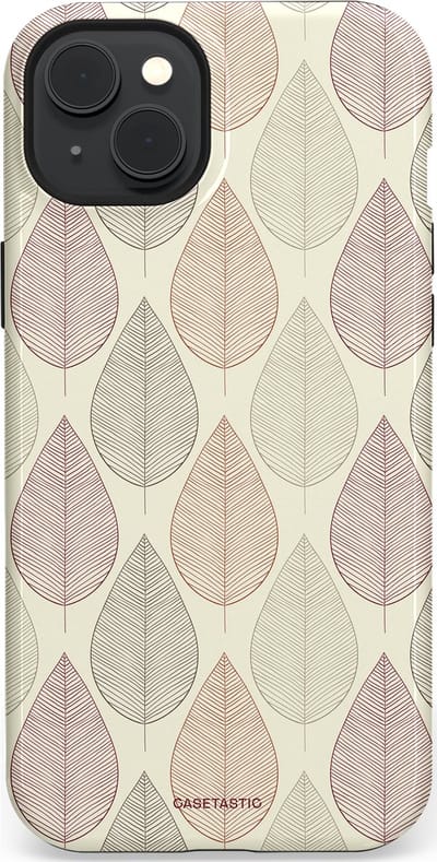 Casetastic hoesje geschikt voor Apple iPhone 15 Plus - MagSafe - Dubbellaagse bescherming - Botanisch retro bladeren dans - Fashion Case - Crème