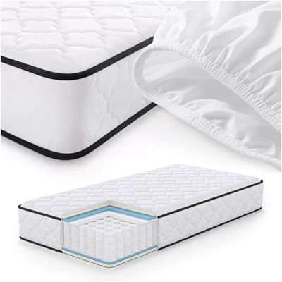 Springs Matras met Beschermer 100x200 cm / Spring Pocketveringmatras / Binnenveringsmatras / Pocketvering met 7 Comfortzones / Afneembare waterdichte tijk / H3 Hardheid
