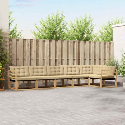 vidaXL - Buiten - bank - set - 6 - st - Wit - en - Beige