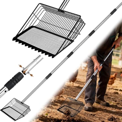 Schoffel voor het schoonmaken van de kippenren 25 cm - telescopische handgreep 60 - 175 cm - ShopVlot