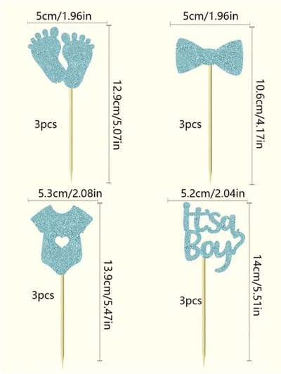 cup cake / cake / taart / prikkers / it's a boy / jongen / geboorte / gender reveal / blauw / feest