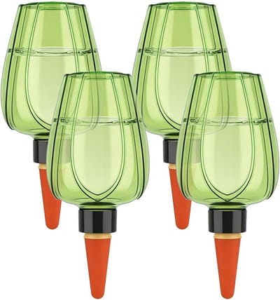 Planten Waterbollen - Irrigatiespikes Geleidelijke - Automatisch Planten Wateren - Terracotta Stok Mechanisme - 350 ml Capaciteit - Transparant Groen