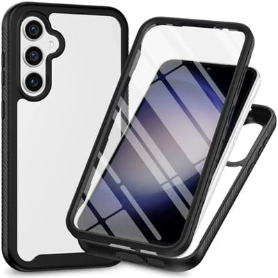 Hoesje met Ingebouwde Screenprotector Geschikt voor Samsung Galaxy S24 FE | Full Protect valbescherming | Schokbestendige Beschermhoes tegen Vallen | Shockproof | Doorzichtig / Zwart