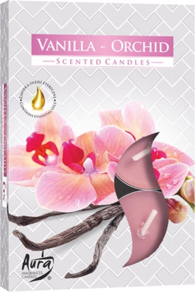Aura - Geur Theelichtjes / Geurkaarsen / Geur Waxinelichtjes / Scented Candles - Vanille Orchidee/Vanilla-Orchid - 1 doosje met 6 waxinelichtjes