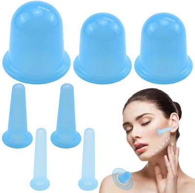 Dailygoods- Cuppingglazen Set - Siliconen 7 Stuks - Cupping Apparaat - Vacuüm Cups - Massage voor Lichaam/Gezicht - Voedselveilige Siliconen - Cuppingcups