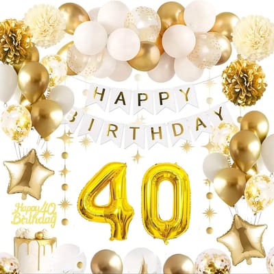 FeestmetJoep® 40 jaar verjaardag versiering & ballonnen - Goud & Wit