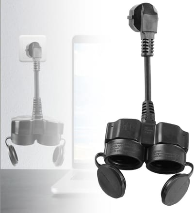 Verlengkabel met 2-voudige Schuko-stopcontacten - Waterdichte Korte Kabel - Multifunctioneel en Veilig - Voor Thuis en Kantoor