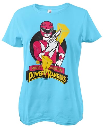 Power Rangers Dames-T-shirt met Red Ranger-pose in meisjesachtige stijl