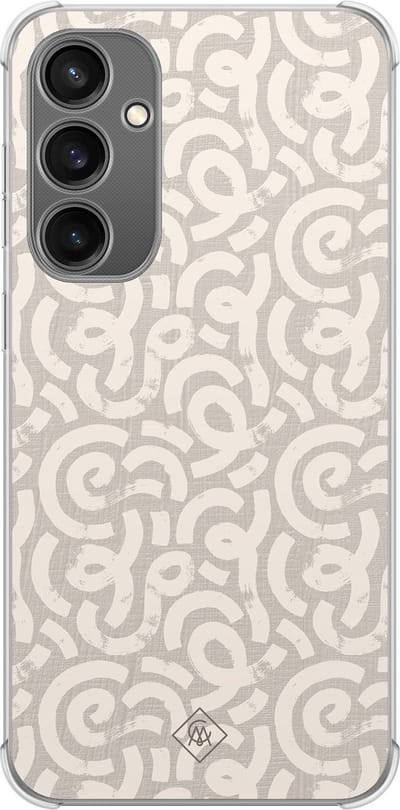 Casimoda® hoesje - Geschikt voor Samsung Galaxy S23 FE - Ivory Abstraction - Shockproof case - Extra sterk - TPU/polycarbonaat - Bruin/beige, Transparant