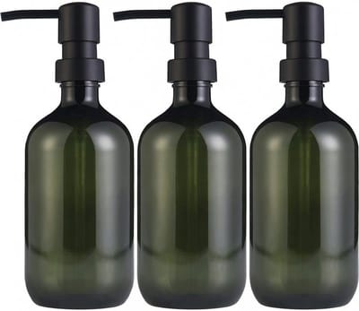 Famanu – Navulbare zeepdispenserflessen 500 ml met pomp en waterdichte labels – Set van 3 – Groen