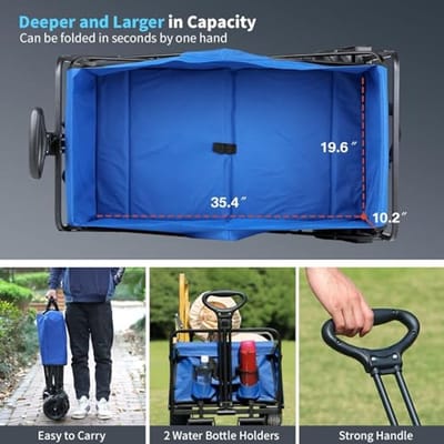 Opvouwbare Bolderkar - 200 Liter Capaciteit, Belastbaar tot 160 kg, Transportwagen met Verstelbare Handgreep en Brede Wielen