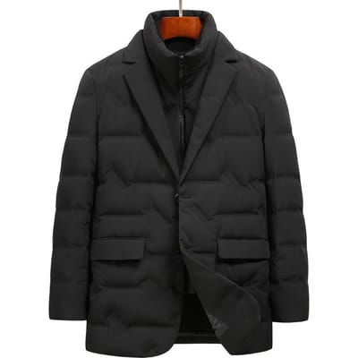 Trendy afneembare kraag pakstijl donsjack voor jonge mannen herfst en winter warm pak kraag donsjack XL black