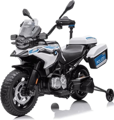 BMW F850 GS Full Option Elektrische Politiemotor 3 tot 6 jaar – Officieel Gelicentieerde Kindermotor met Sirene, Politieverlichting & Opbergboxen – Li-ion Kindermotor met Verwijderbare Zijwieltjes & EVA Banden – Wit