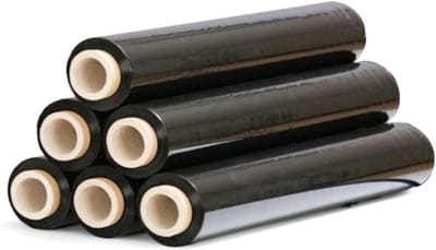 Set van 6 Zwarte Hand Palletwikkelfolie 500mm - 30my - 2,2 kg per Rol