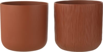 J-Line bloempot Gen - keramiek - bruin - XXL - 2 stuks - Ø 26.5 cm